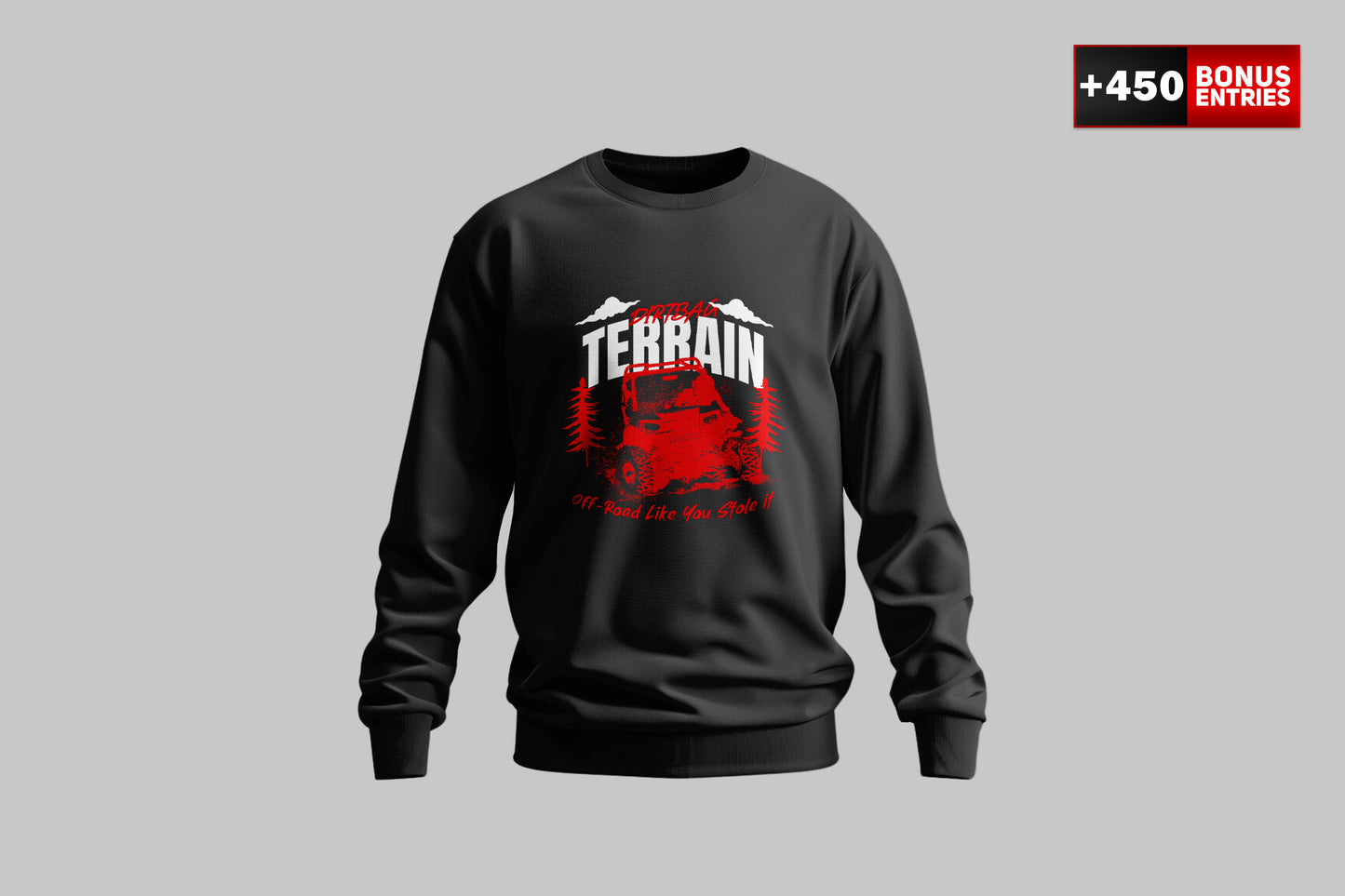 White Sweatshirt "Off-Road Like You Stole It" - Crew Neck