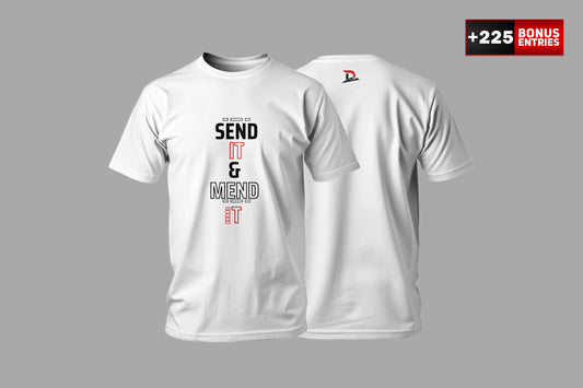 Classic White T-Shirt "Send It & Mend It" - Crew Neck - Unisex