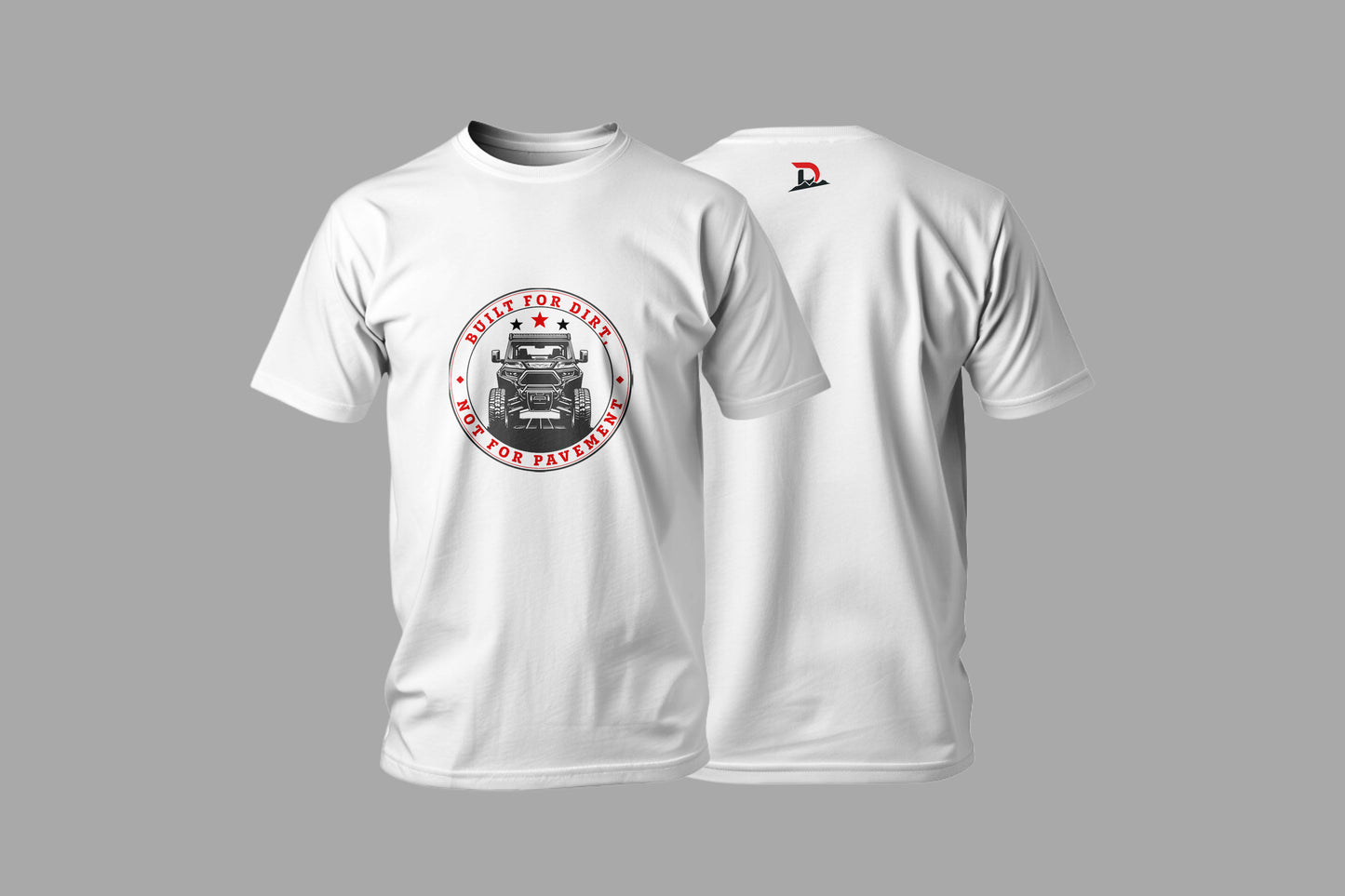 Classic White T-Shirt "Built For Dirt, Not For Pavement" - Crew Neck - Unisex