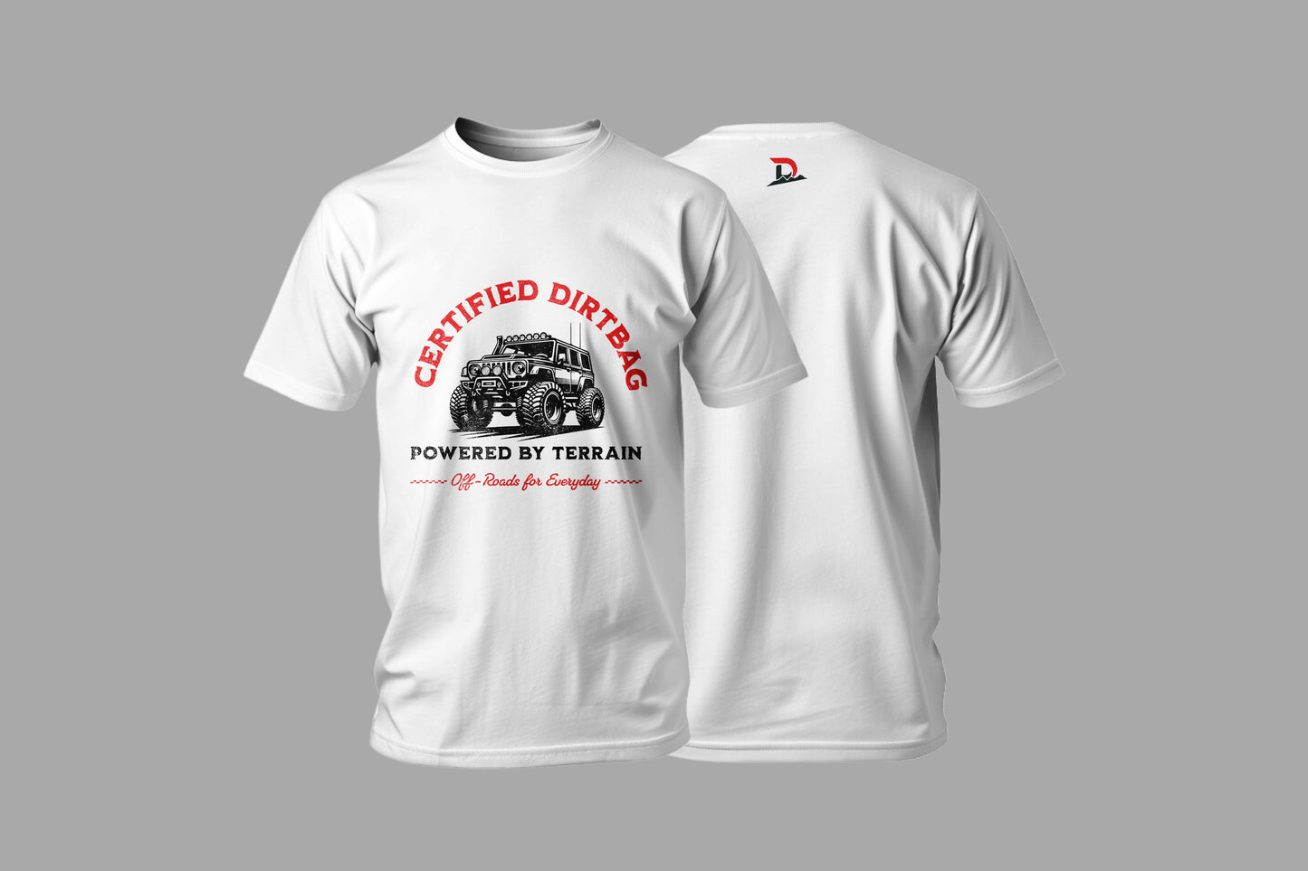 Classic White T-Shirt "Certified DirtBag" - Crew Neck - Unisex