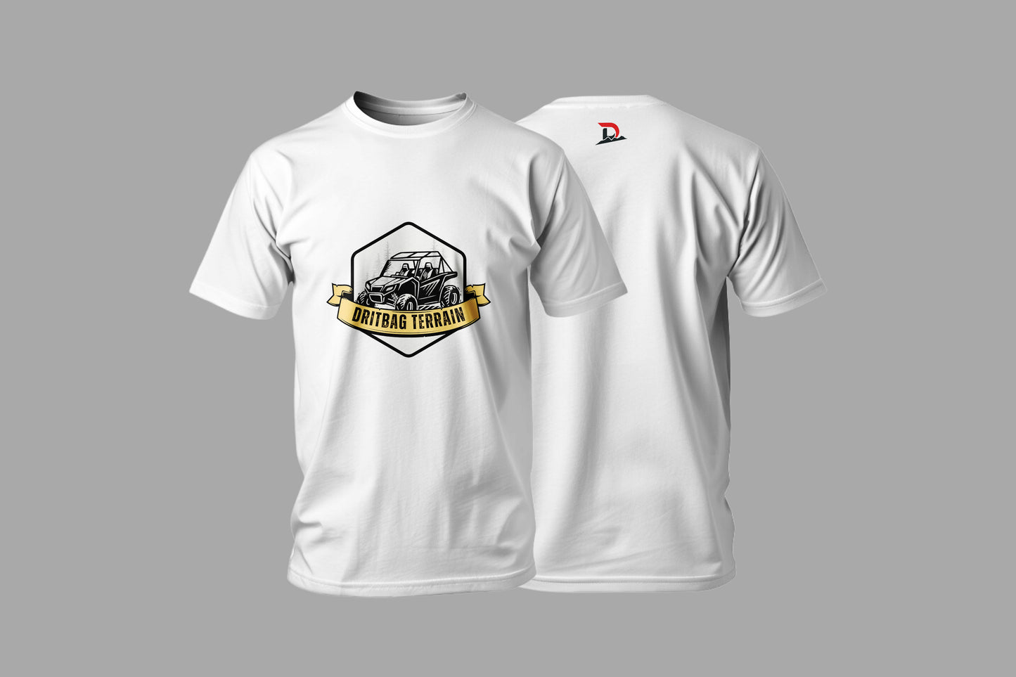 Classic White T-Shirt "Dirt Bag Terrain" - Crew Neck - Unisex