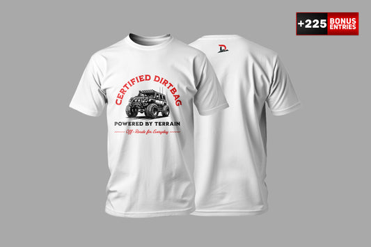 Classic White T-Shirt "Certified DirtBag" - Crew Neck - Unisex
